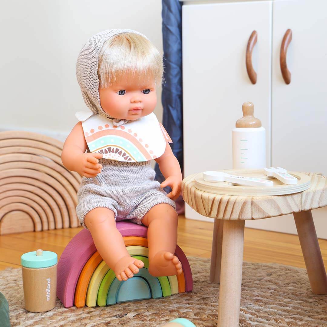 Knit Doll Outfit – 15 Romper & Bonnet