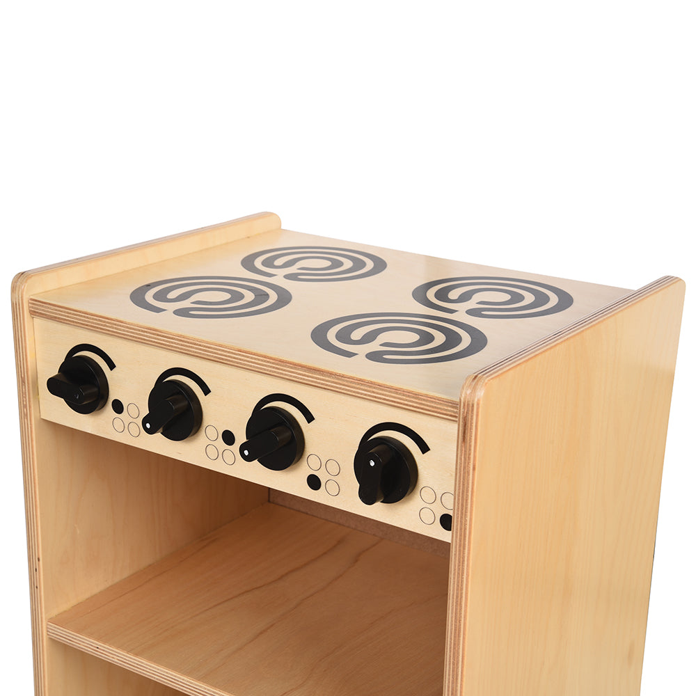 Safe-Play Eco-Friendly Wooden Toddler Kitchen Stove