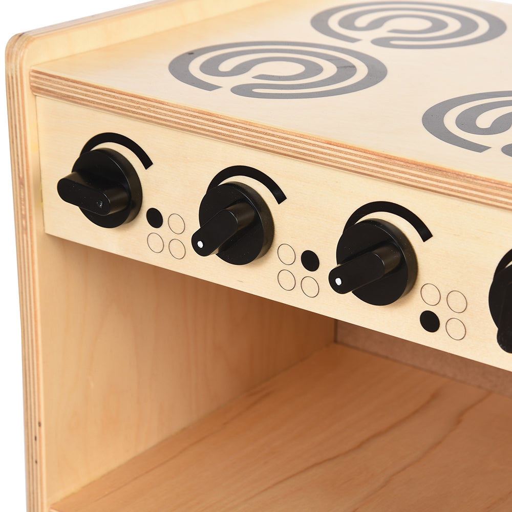 Safe-Play Eco-Friendly Wooden Toddler Kitchen Stove