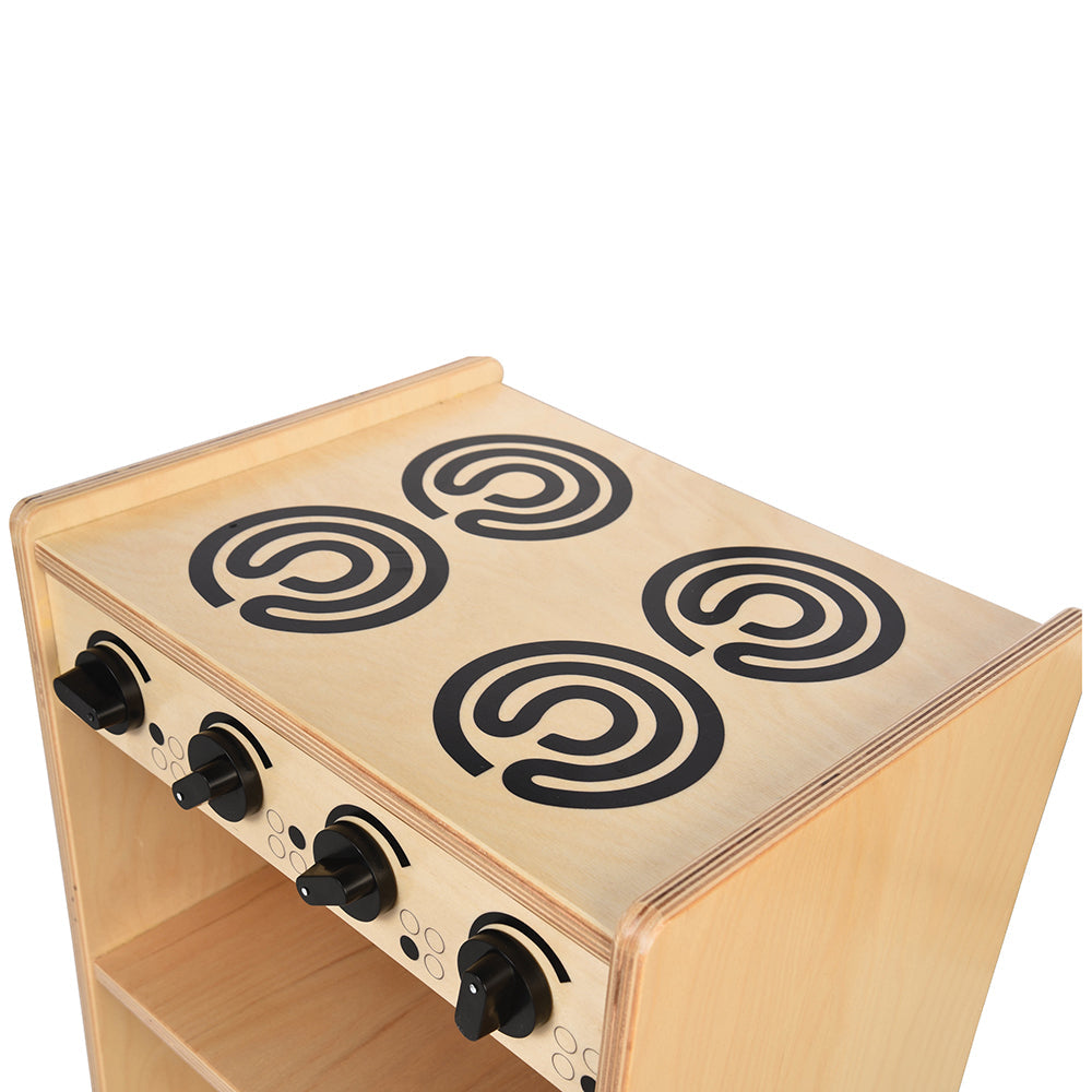 Safe-Play Eco-Friendly Wooden Toddler Kitchen Stove